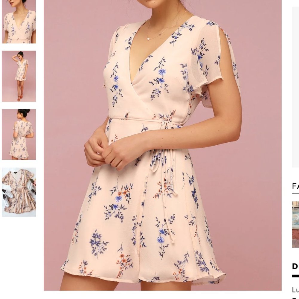 Lulus Blush Pink Floral Wrap Dress - XS